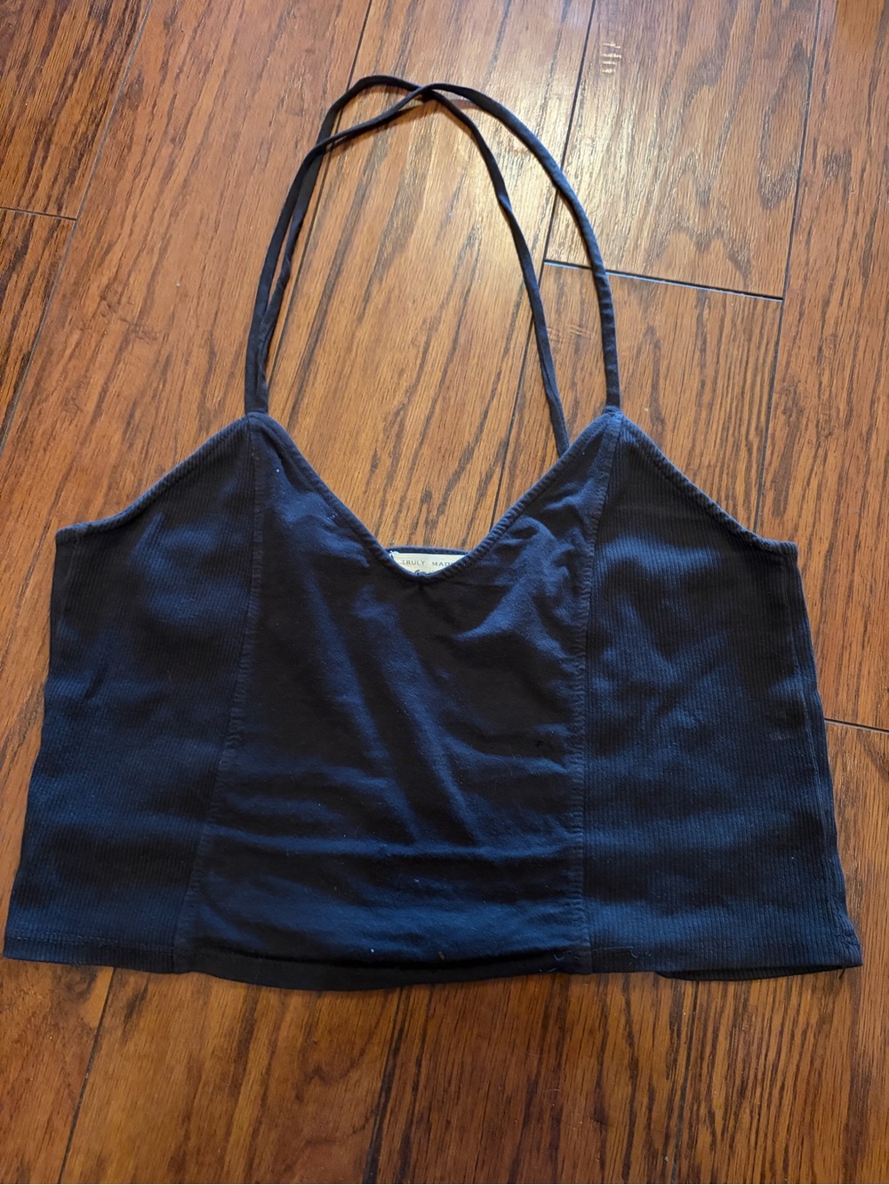 Truly Madly Deeply Black Ribbed V-Neck Crop Camisole